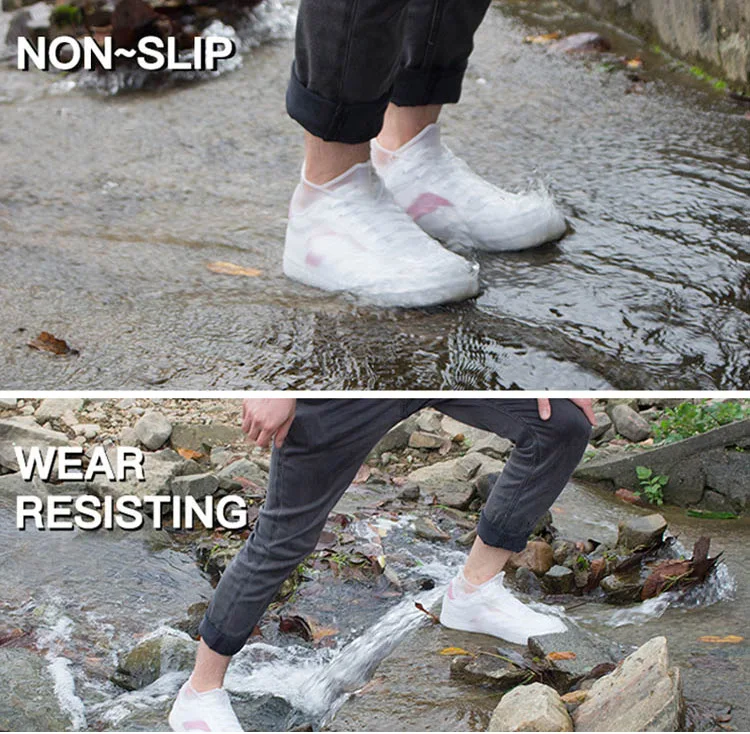 Силиконовые резиновые сапоги многоразовые дождевые Чехлы для обуви прозрачные Нескользящие износостойкие моющиеся