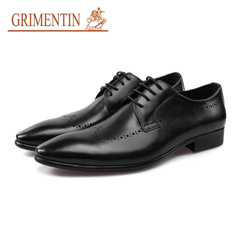 GRIMENTIN Men Dress Shoes Genuine Leather Lace Up Italian Designer Black Formal Business Wedding Shoes GRIMENTIN Men Dress Shoes Genuine Leather Lace Up Italian Designer Black Formal Business Wedding Shoes
