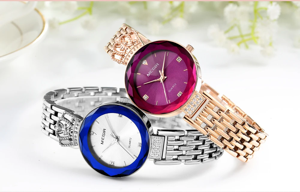MEGIR Роскошные деловые часы женские простые наручные часы для девочек лучший бренд медное платье часы женские часы Relogios Femininos 4216 синий