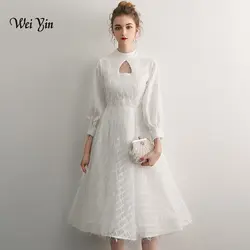 Вечернее платье weiyin De Soiree Новое поступление вечерние платья невесты белые кружевные трапециевидные короткие элегантные вечерние платья