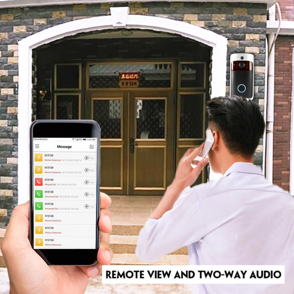 Умный беспроводной WiFi дверной звонок безопасности визуальная запись потребление удаленный домашний мониторинг ночного видения умный видео телефон двери