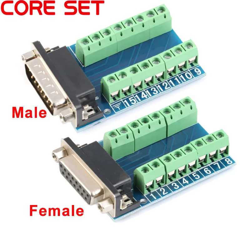 

DB15 D-SUB VGA 15pin Female Male Adapter Jack Terminal Breakout PCB Board