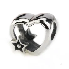 925 стерлингового серебра Шарм подходят браслет DIY сердце и звезда серебро 925 бусы изготовления ювелирных изделий для Для женщин подарок для девочек