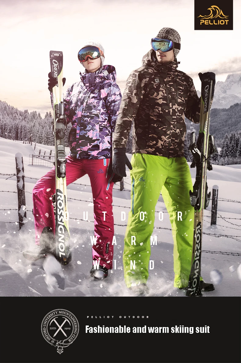 Pelliot Мужская лыжная куртка+ лыжные брюки зимняя Лыжная одежда качественная водонепроницаемая ветрозащитная куртка. УФ-Защита