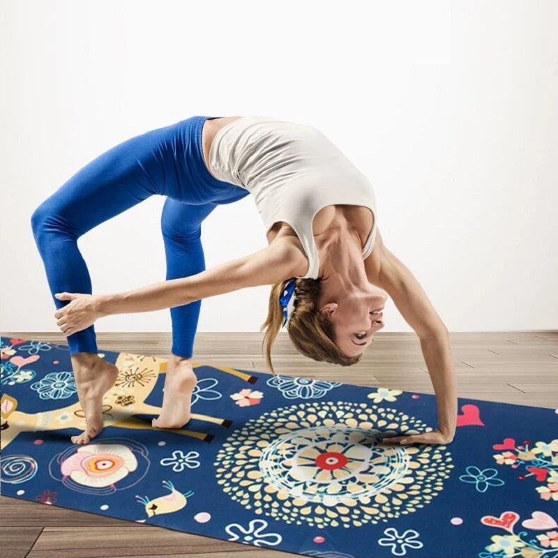 

Various color printing yoga mats environmental friendly natural rubber suede yoga mat portable 5mm Anti-Slip sports mat