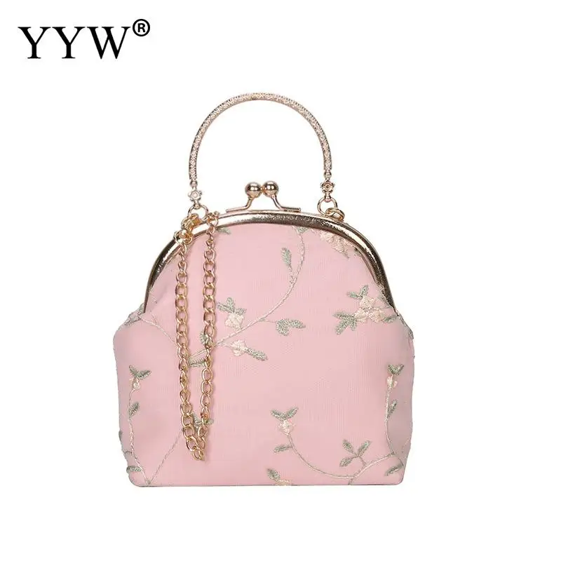 

Elegant Women Pink Rhinestone Handbag Small Evening Bag Rose Floral Women Tote Party Clutch Flower Female Wedding Handbags White