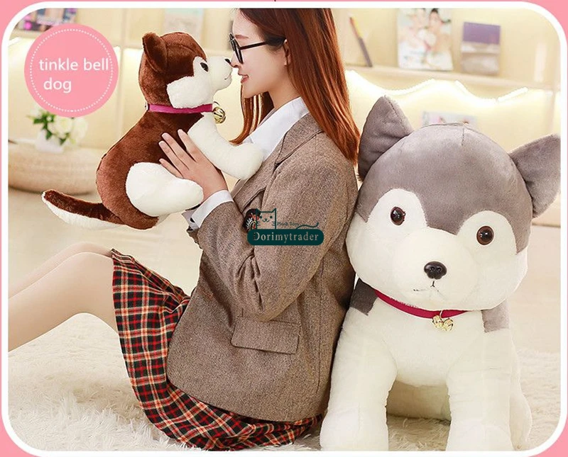Dorimytrader Relistic Animal  Tinkle Bell DogPlush Toy Cute Stuffed Soft Cartoon Husky Dog Doll Kids Play Dolls Children Gift 31inches 80cm DY61752 (11)