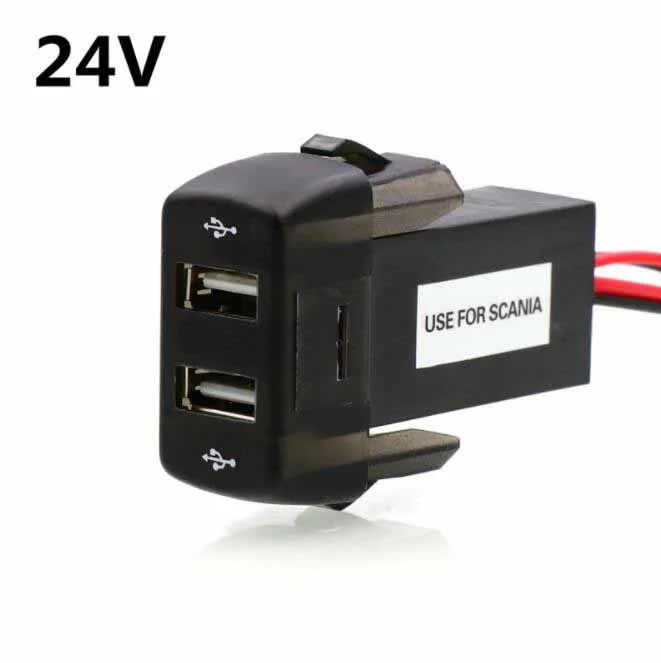 DC24V Dual USB Автомобильное зарядное устройство 5 В 2.1A/2.1A разъем питания для смартфона Ipad Iphone использовать для SCANIA серии R P G