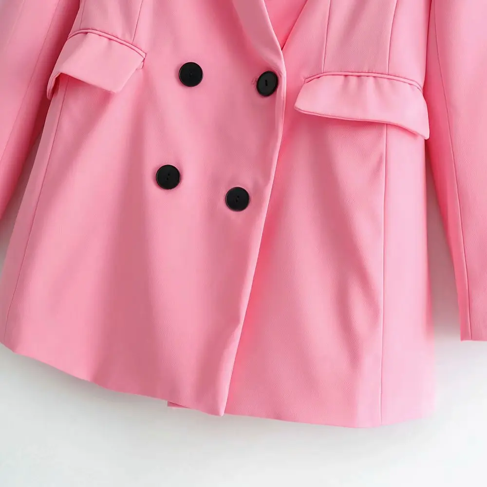 Aisiyibushi 2 шт. брюки наборы для женщин летний офисный костюм двубортный женский костюм пиджак комплект из двух частей Блейзер Женский розовый костюм