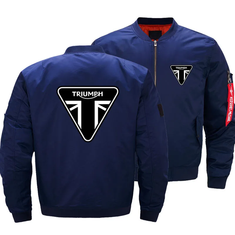

New Autumn Triumph Motorcycle Black Ma-1 Military Aviator Pilot Air Bomber Jacket Men Streetwear Warm Jackets Men Clothing