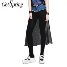 Новинка года; сезон весна-лето; Джинсовый пояс+ Сетчатые эластичные хлопковые брюки с фальш-вставкой