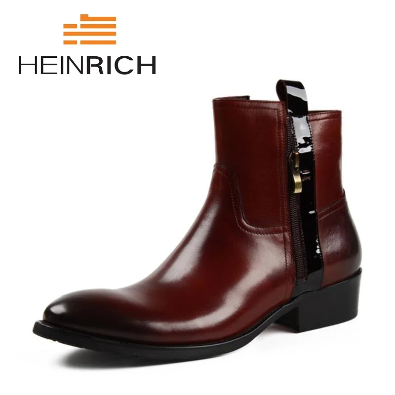 

HEINRICH New Winter Men's Ankle Boots Blakc Shoes Man Leather Boots British Style Lightweight Platform Boots Stivaletti Uomo