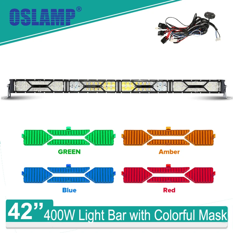 

Oslamp X-Series 400W 42" Offroad LED Light Bar Straight Combo Work Led Bar with Color Mask 12V 24V for Car 4X4 4WD Driving Light