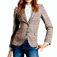 Клетчатый Блейзер, осенняя верхняя одежда, Женская рабочая одежда, женское приталенное пальто в британском стиле для дам, Осенние официальные блейзеры, Женское пальто для работы