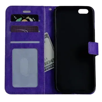 

100pcs/lot Crazy Horse Stand Leather PU+TPU Cover Case For iphone 5 SE 6 6S Plus Lumia 650 550 Oneplus 5