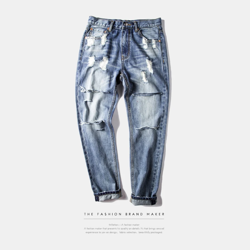 INFALTION Mens Ripped Jeans Washing 2016 Hip Hop Autumn For Men Straight Men Skinny Jeans
