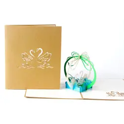 2018 3D Pop Up Лебедь поздравительные открытки Рождество День рождения Валентина InvitationRamadan фестиваль подарки