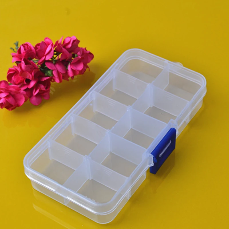  10 Compartment Plastic Storage Box Nail Art Decorations Glitter Cosmetic Powder Empty Storage Nail 