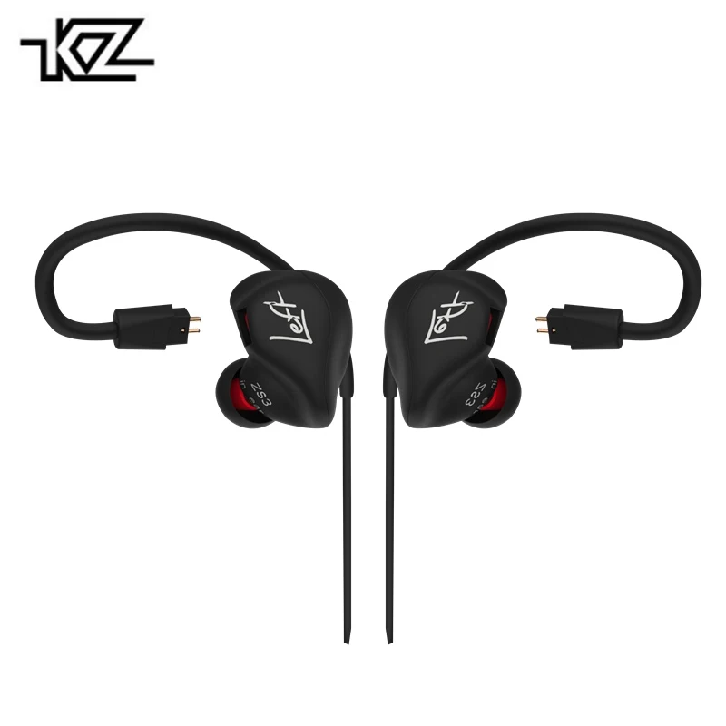 Original KZ ZS3 Ergonomic Detachable Cable Earphones Audio Monitor Noise Isolating HiFi Stereo Sports Headset With Microphone