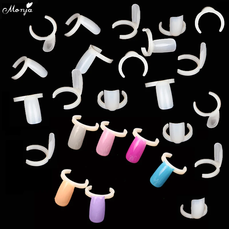 

Monja 50 Pcs. Nail Design French False Rings UV Processing Kit Varnish Color Display Coloring Display Props Salon Bottle Accesso