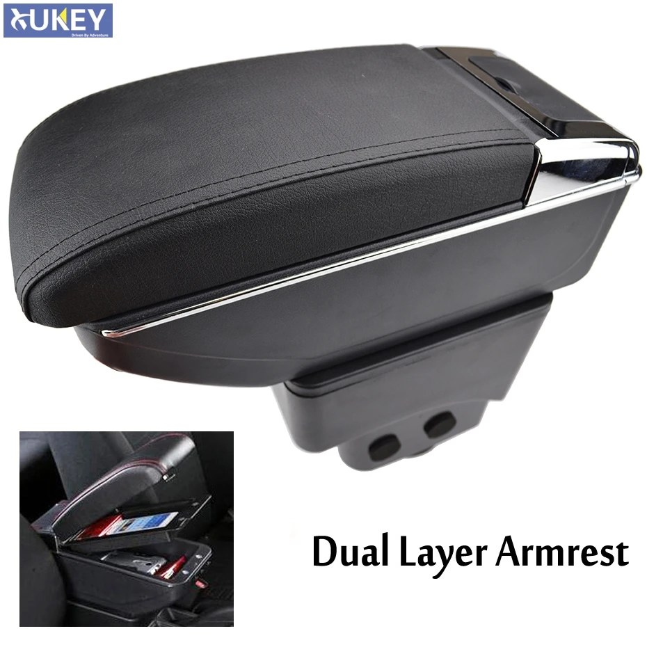 Storage Box Center Console Dual Layer PU Leather 2013 2017 Armrest Arm