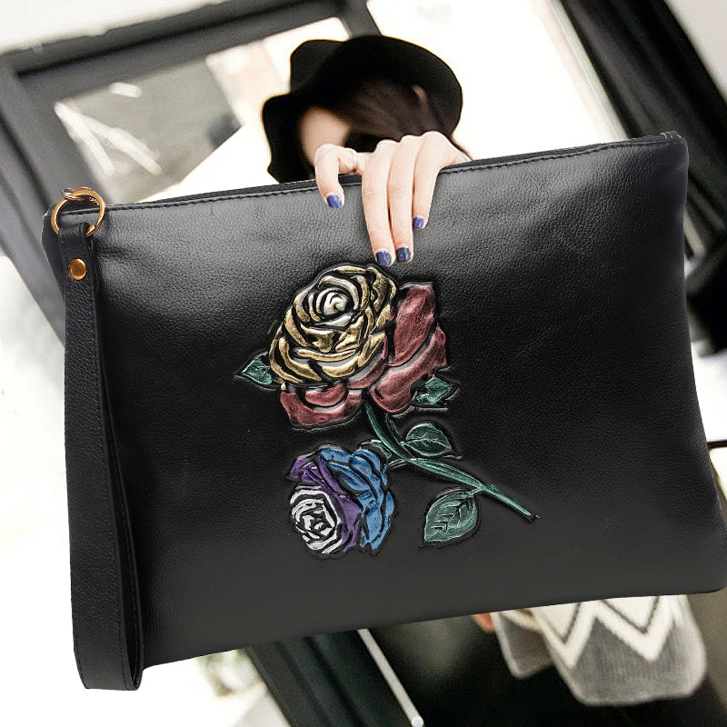 Korean Style Soft Genuine Leather Women Fashion Clutches Wallet