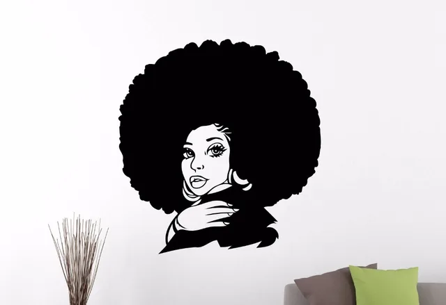 african woman wall sticker afro hippie girl face vinyl wall decal