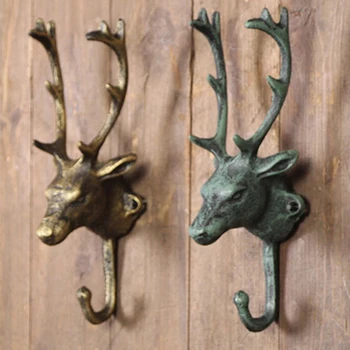 

Creative Cast Iron Europe Retro Wall Hanging Hooks Deer Storage Hanger Creative Coat Hook Door Hooks Crafts Shop Bar Decor Sty