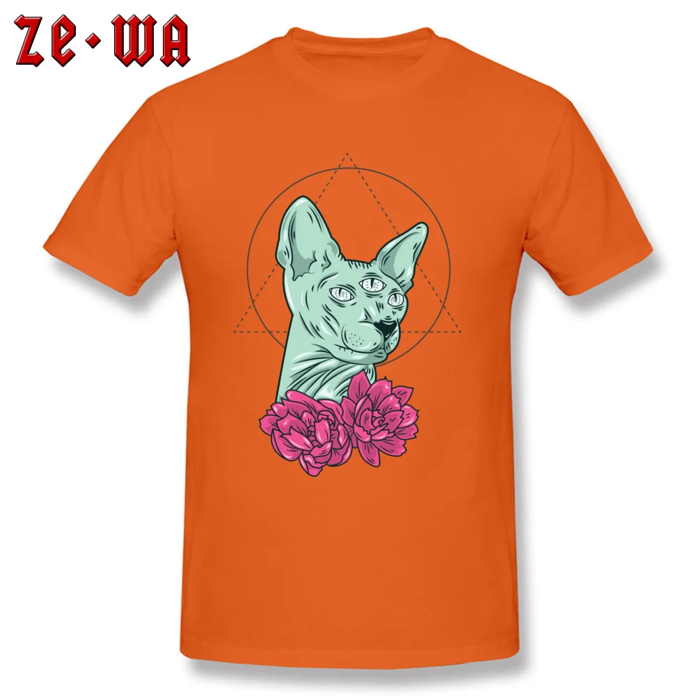  Casual Tops Shirt Graphic Short Sleeve Men T-shirts TpicOriginaltitle 3D Printed Lovers Day T-shirts Round Neck All Seeing Kitty orange