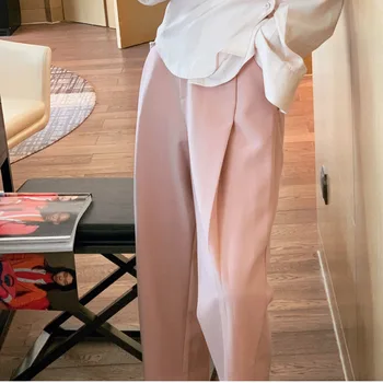 

LANMREM 2020 Spring New Casual Fashion Temperament Women Loose Plus Solid Color High Waist Pants TC408