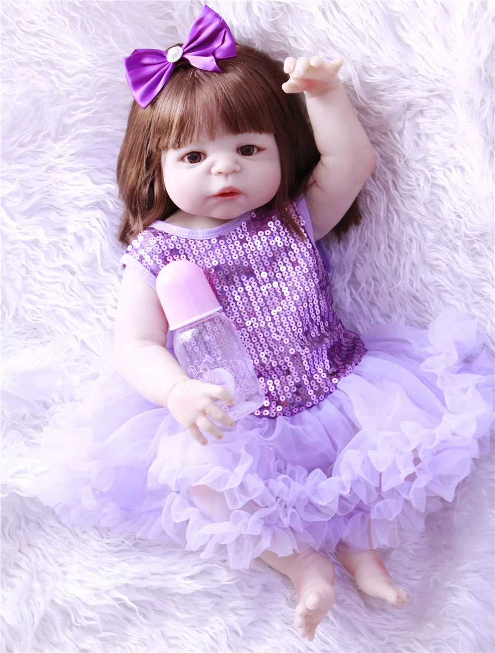 

NPKCOLLECTION 55cm Doll full Silicone Reborn Handmade Realistic Rooted hair Baby Dolls 22 Inch Vinyl Bebe Reborn Babies Toys