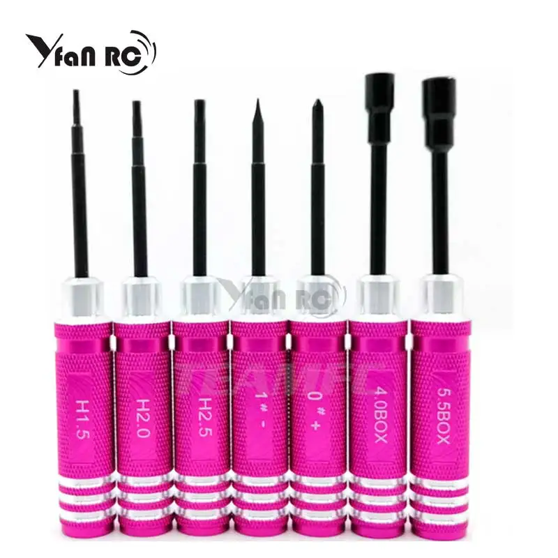 

Yfan RC Free shipping 7pcs/set Hex screw driver tool kit For RC helicopter Car BK Red black for all Remote control car aircraft