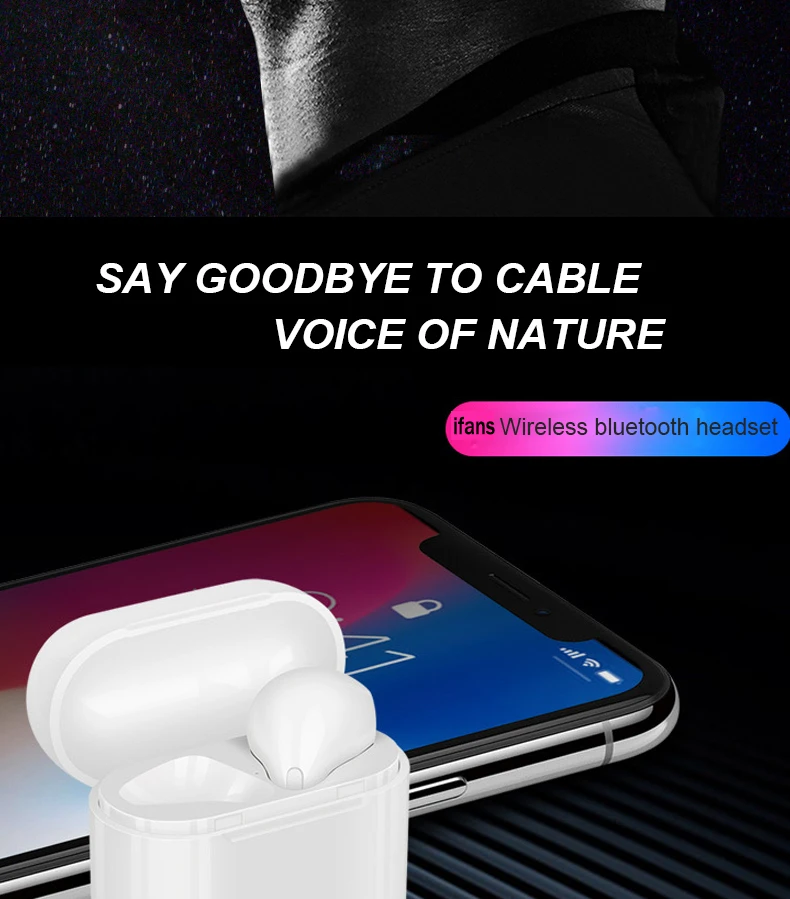 XLSTO Upgrade Bluetooth Mini Double ear IFANS Earbuds Earphone Wireless Air Headsets pods with mic for IPhone 8 7 Plus 6 Android