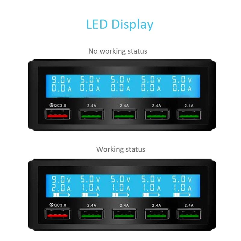 STOD 5 портов USB зарядное устройство 50 Вт светодиодный дисплей Быстрая зарядка 3,0 зарядка для iPhone iPad samsung huawei Nexus Mi QC3.0 адаптер питания