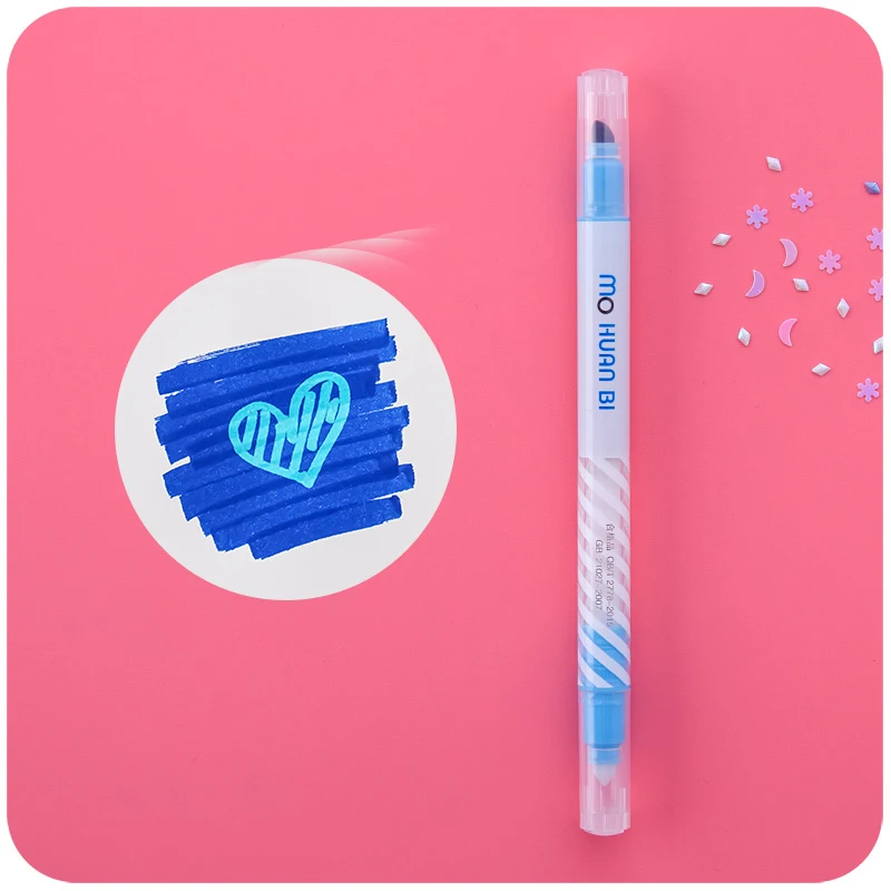 ROWBOE, меняющий цвет, маркер, японский, конфетный цвет, двуглавый, художественный маркер, Студенческая, Студенческая, для девушек, Одноцветный маркер, ручка для рисования - Цвет: Синий