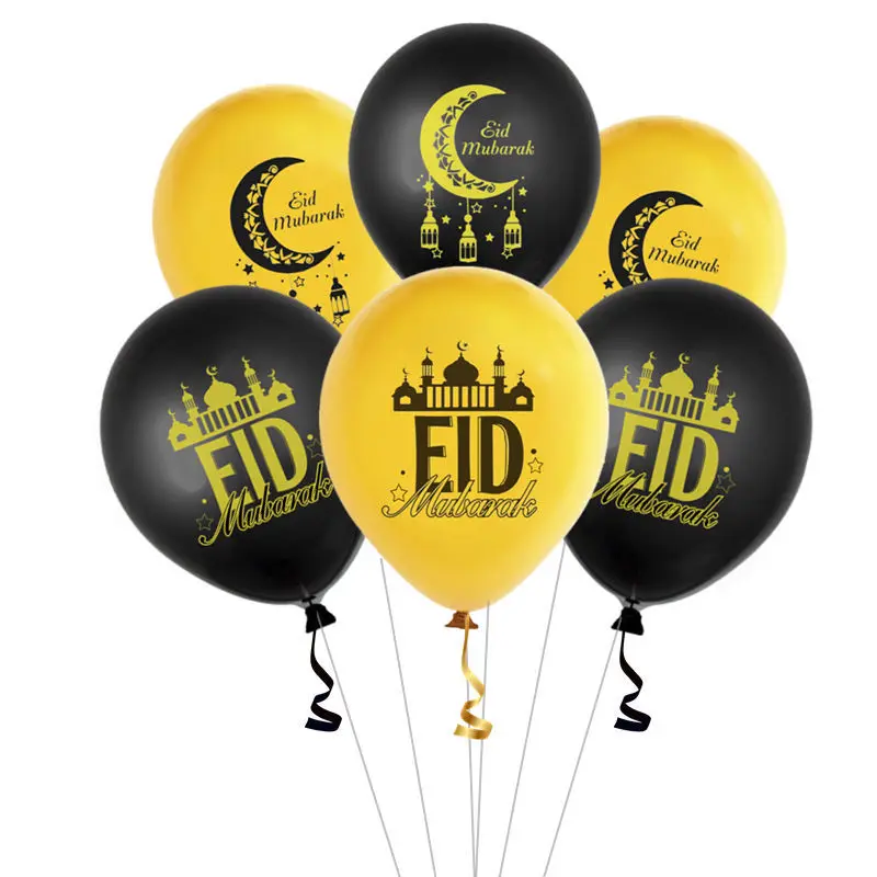 10 шт. мусульманские Eid Mubarak воздушные шары золотой черный Гелий Латекс исламский