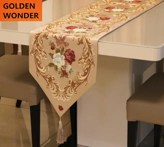

High Quality European Style Embroidery Luxury Table Runner Table Runners Home Textile Home Decoration