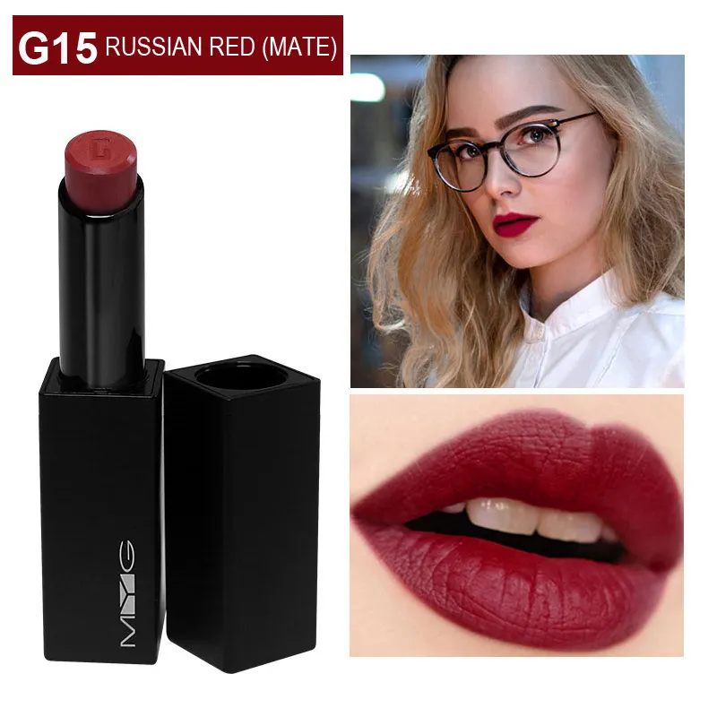 MYG, высокое качество, сексуальный макияж губ, красная влажная матовая помада для губ, водостойкая квадратная трубка, магнитная шоколадная ароматическая помада - Цвет: G15