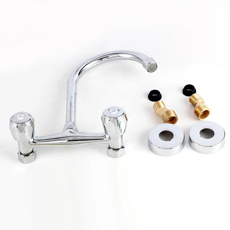 Double Handle Wall Mounted Basin Faucets Hot and Cold Water Shower Faucets Dual Hole Bathroom Sink Wash Basin Water Mixer Tap basin faucet,bathroom faucet