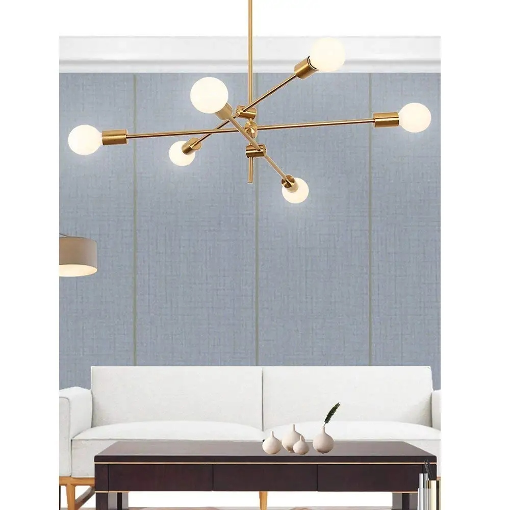  Brushed Brass Metal Sputnik Branch Chandelier Modern Ceiling Lights Nordic Postmodern Style Chandel - 32986279429