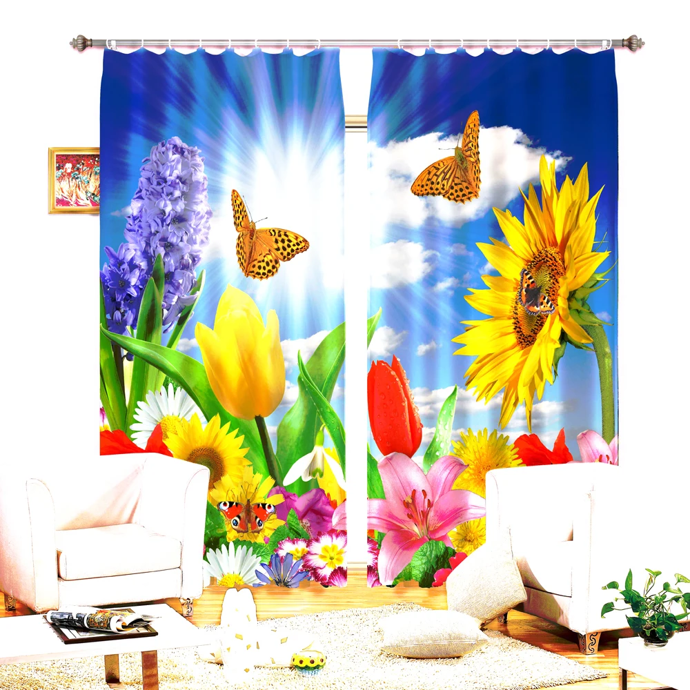 

Super Lovely Penguin Print Light Blocking 3D Curtain100% black silk curtain shading