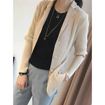 

FREE SHIPPING fold series solid color fashion turn-down collar long sleeve single coat HOT SELLING