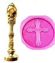 Jesus Cross Wedding Custom Picture Logo Vintage Luxury Wax Seal Sealing Stamp Brass Peacock Metal Handle Gift Set