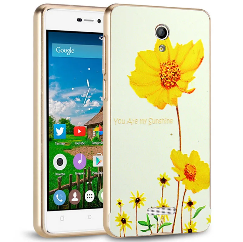 KOC-2276B_1_Sunflower Pattern Premium Aluminum Metal Frame & Acrylic Back Cover for Highscreen Power Five 5  Highscreen Power 5