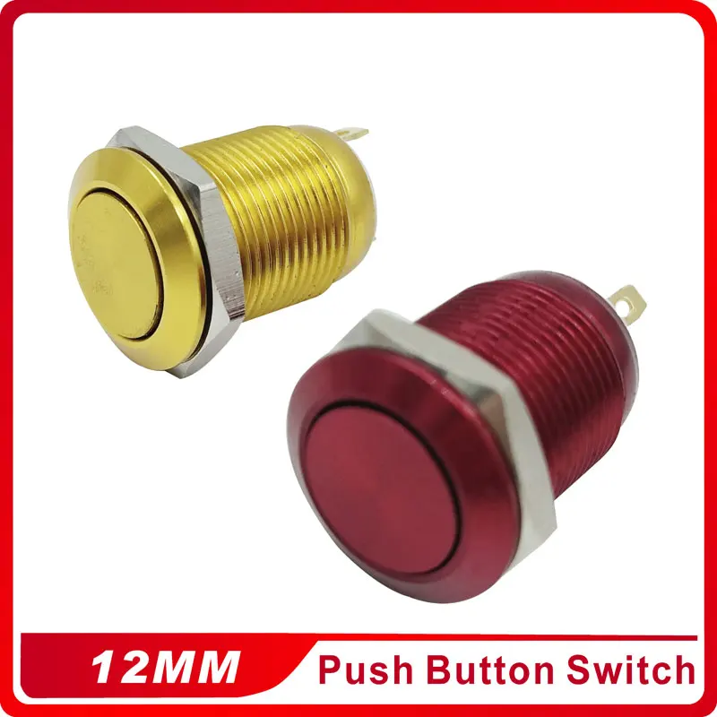 

12mm Momentary Self Return Flat Head Waterproof Alumina Metal Push Button Switch Red/Yellow Push Button Switch