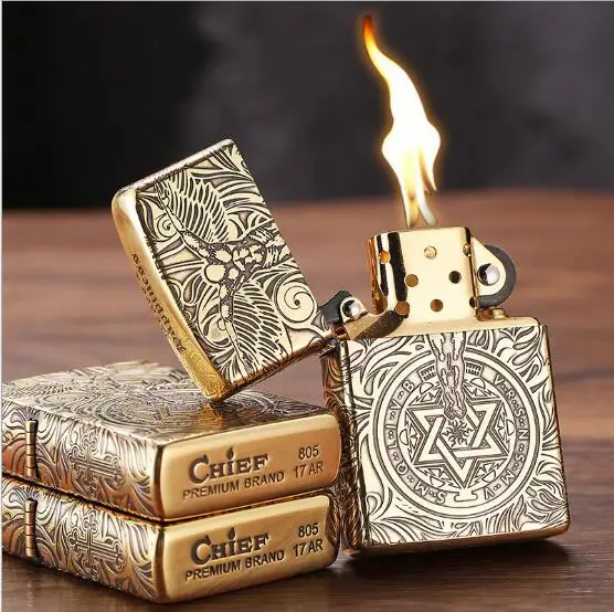 

CHIEF guardian angel, kerosene lighter, creative personality, old-fashioned grinding wheel lighter gift package