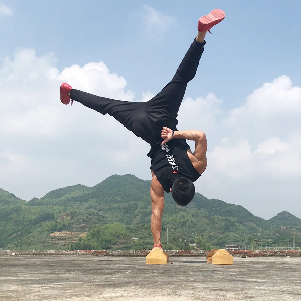 Растягивающаяся подставка деревянная одинарная двойная штанга Calisthenics Handstand персональные стержни деревянные пуш-ап двойной штанга мышечный тренажер