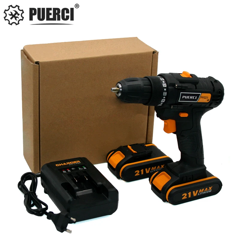 

PUERCI 21V Electric Screwdriver Cordless Electric Mini Drill Lithium-Ion Battery Operated Rechargeable Power Tools 2-Speed