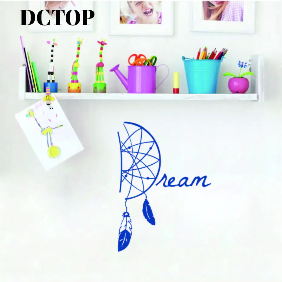Art Dream Catcher Wall Sticker Tribal Ethnic Feathers Amulet India Vinyl Decals Living Bedroom Home Decorative Mural Wallpaper (2)