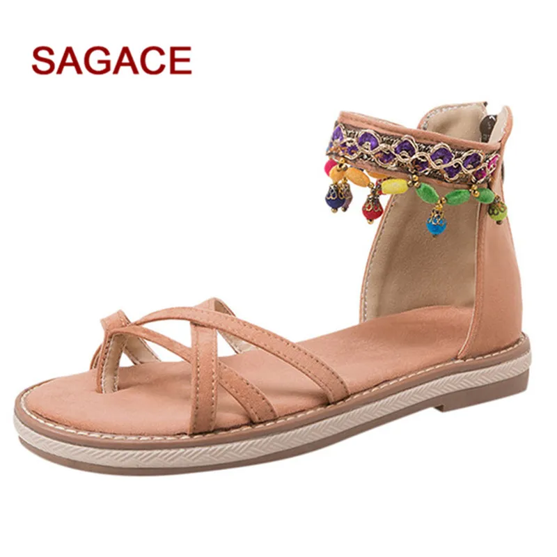 

New Summer Ethnic Style Ladies Sandals Fashion Clip-Toe Zipper Shoes Beach Travel Sexy Sandalia Feminina Buty Damskie 35-43
